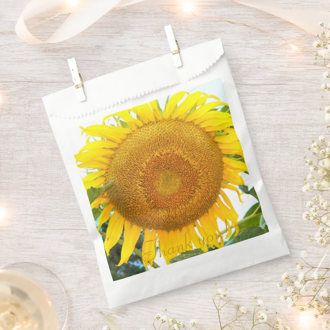 Large Yellow Sunflower Floral Thank You Favour Bag (Clipped)