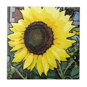 Large Yellow Sunflower Tile
