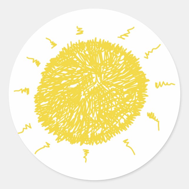 Large Yellow Sunshine Classic Round Sticker (Front)