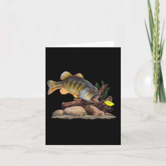 Largemouth B And Fishing Lure Fisherman  Card (Front)