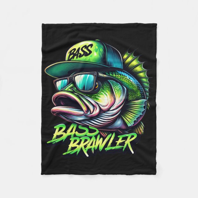 Largemouth B Fishing Angler  Fleece Blanket (Front)