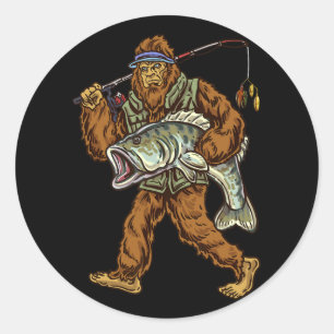 Largemouth B Fishing Bigfoot Fisherman 1 Classic Round Sticker