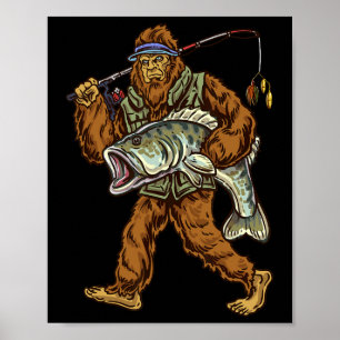 Largemouth B Fishing Bigfoot Fisherman 1 Poster