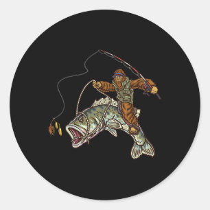 Largemouth B Fishing Bigfoot Fisherman Classic Round Sticker