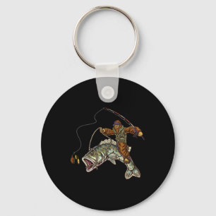 Largemouth B Fishing Bigfoot Fisherman  Key Ring