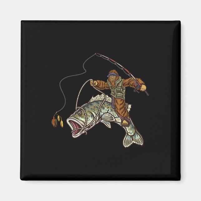 Largemouth B Fishing Bigfoot Fisherman  Magnet (Front)