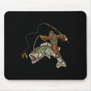 Largemouth B Fishing Bigfoot Fisherman  Mouse Pad