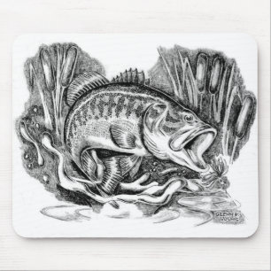 Largemouth bass , ブラックバス mouse pad