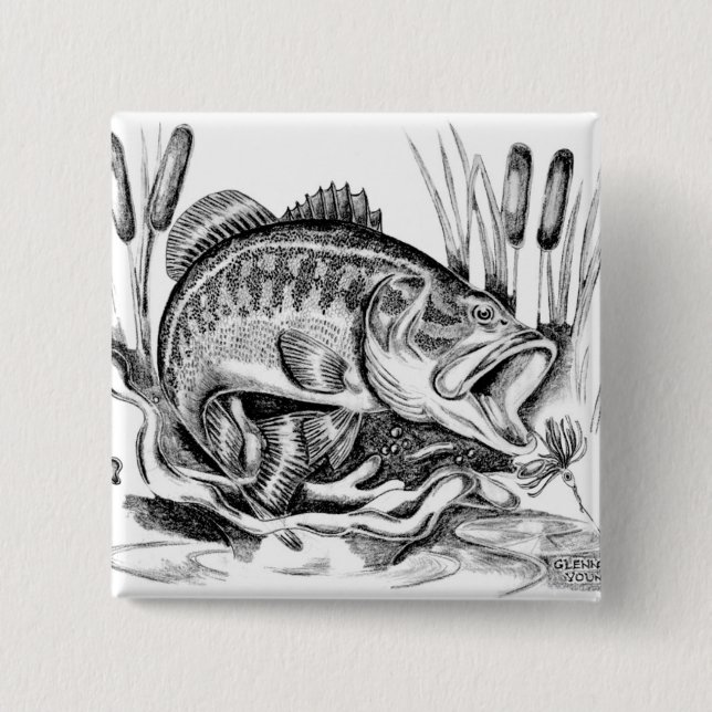 Largemouth Bass 15 Cm Square Badge (Front)
