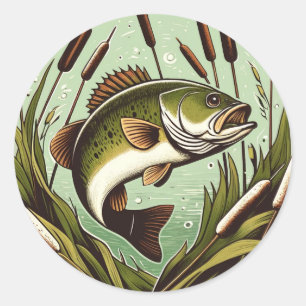 Largemouth Bass angler Fisherman Father's day      Classic Round Sticker