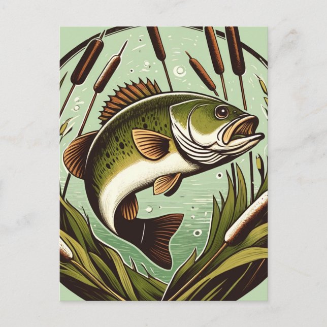 Largemouth Bass angler Fisherman Father's day      Postcard (Front)