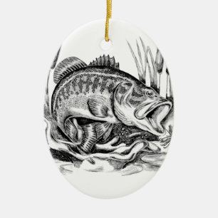 Largemouth bass ceramic ornament