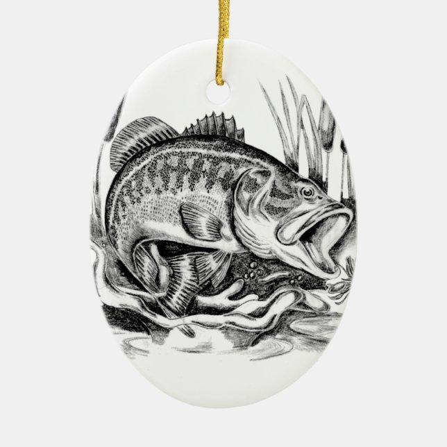 Largemouth bass ceramic ornament (Front)