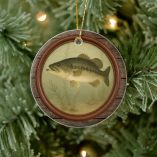 Largemouth Bass Dark Wood Christmas Ornament