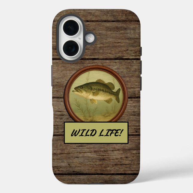 Largemouth Bass Dark Wood iPhone Cases (Back)