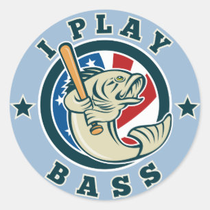 Largemouth Bass fish baseball bat Classic Round Sticker