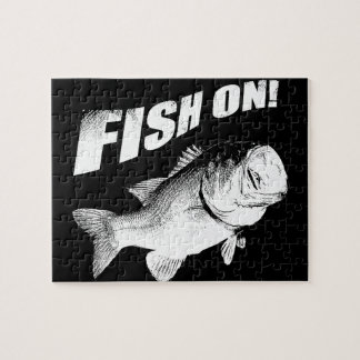 Largemouth bass fish on jigsaw puzzle