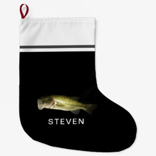 Largemouth Bass Fish Personalised Name Large Christmas Stocking