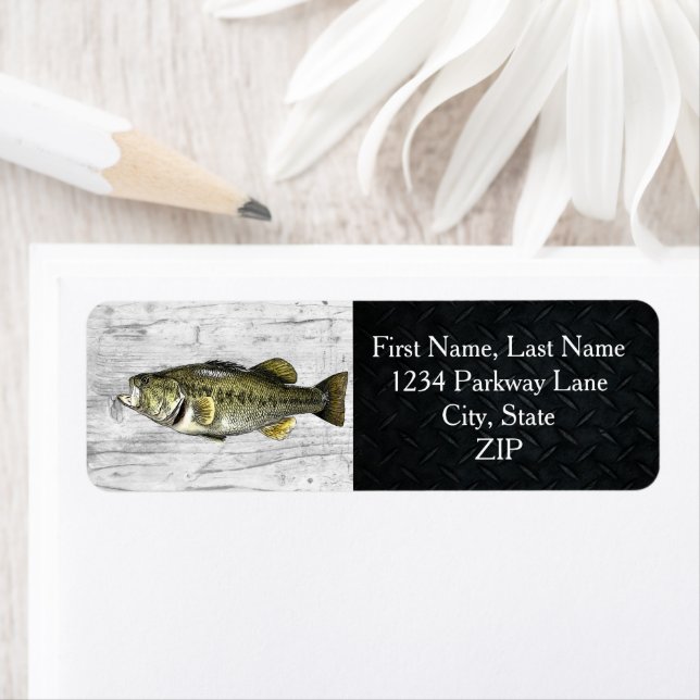 Largemouth Bass Fishing Return Address Labels (Insitu)