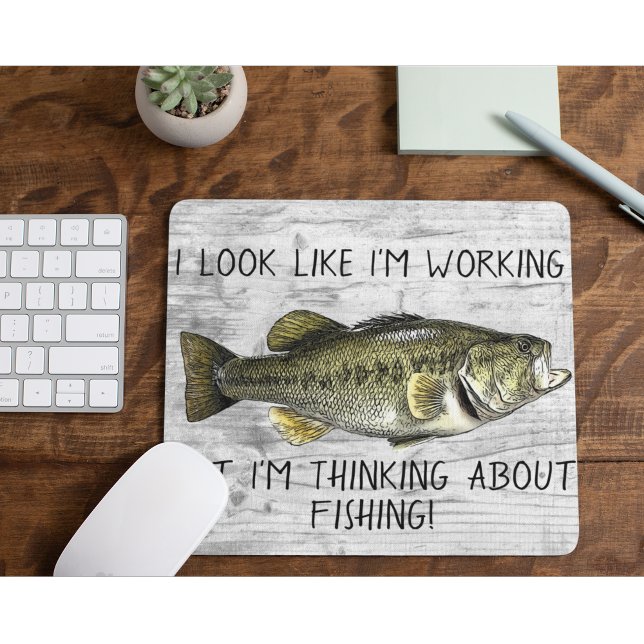 Largemouth Bass Fishing Work Funny Angler Cool Mouse Pad (Funny Largemouth Bass Mouse pad)