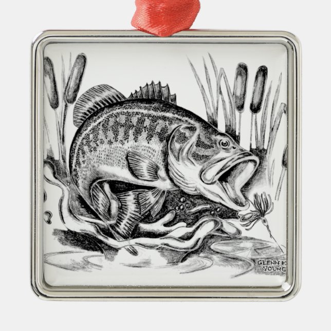 Largemouth bass metal ornament (Front)