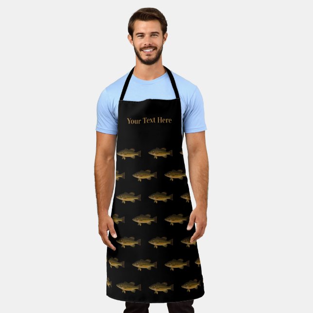Largemouth Bass Pattern Your Text Here Fish Apron (Worn)