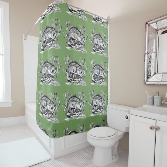 Largemouth bass shower curtain (In Situ)