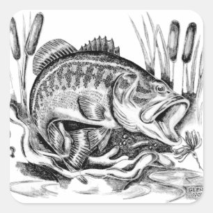 Largemouth bass square sticker