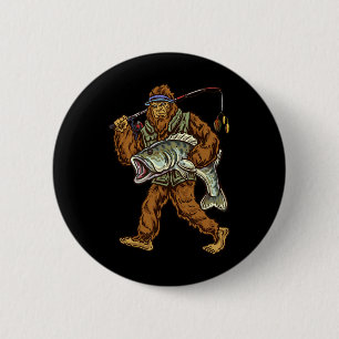 Largemouth Byss Fishing Bigfoot Fisherman 1 6 Cm Round Badge