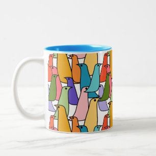 Larger Colourful Birds  Two-Tone Coffee Mug