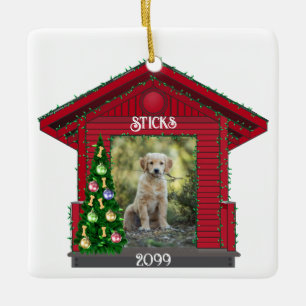 Larger Puppy Rectangular Upload Photo Dog House Ceramic Ornament
