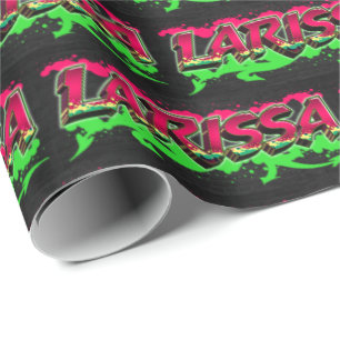 Larissa First name name Graffiti red green Wrapping Paper