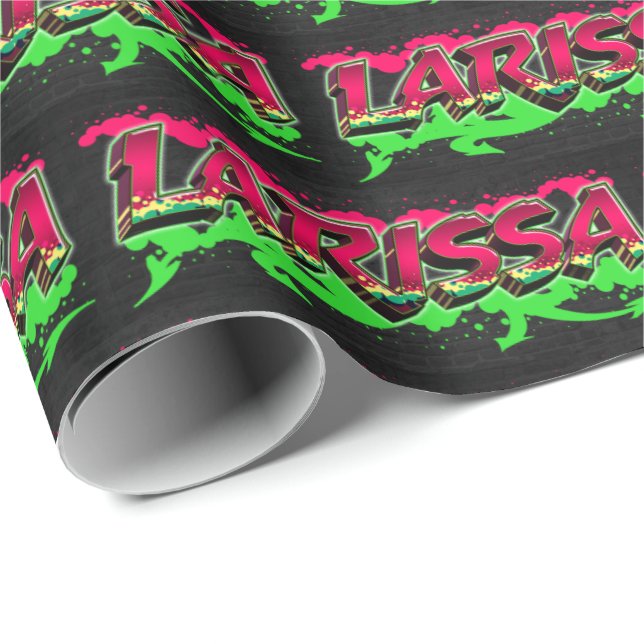 Larissa First name name Graffiti red green Wrapping Paper (Roll Corner)
