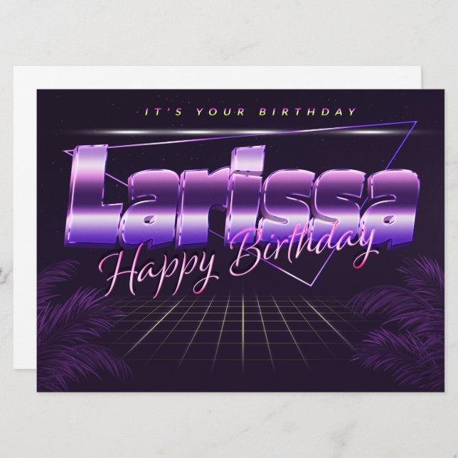 Larissa Name First name purla retro card Birthday (Front/Back)