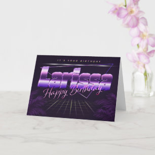 Larissa Name Vorname lila retro Karte Geburtstag Card