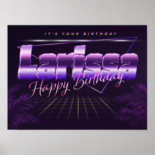 Larissa Name Vorname lila retro Poster Geburtstag