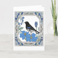 Lark Bunting And Colorado Blue Columbine