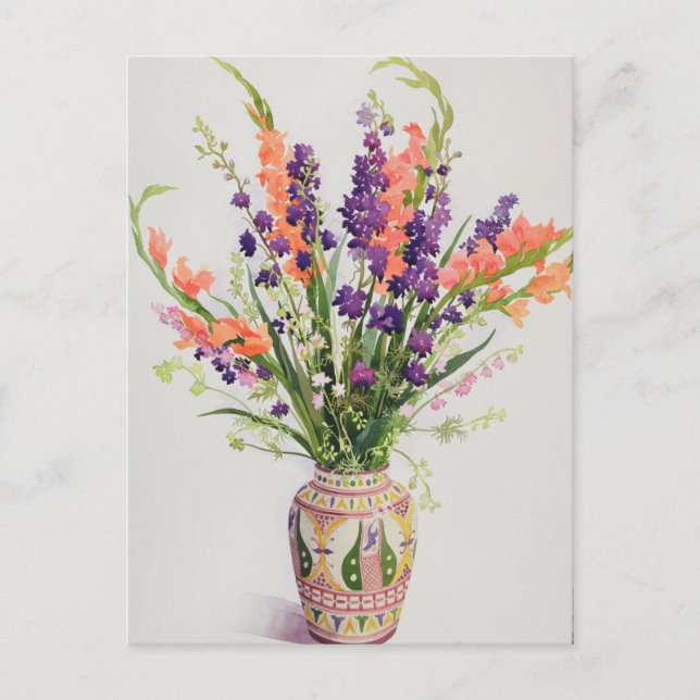 Larkspur and Gladioli in a Moroccan Vase Postcard (Front)