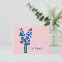 Larkspur Delphinium Watercolor Art July Birthday