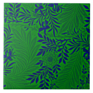 Larkspur in Vibrant Green and Blue   Ceramic Tile