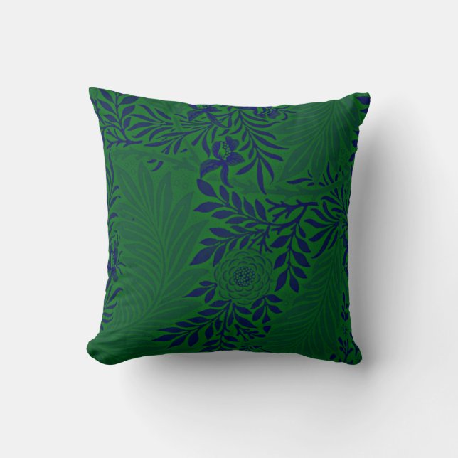 Larkspur in Vibrant Green and Blue Cushion (Front)