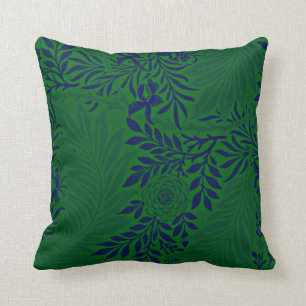 Larkspur in Vibrant Green and Blue Cushion