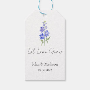 Larkspur Let love grow wedding seed Gift Tags