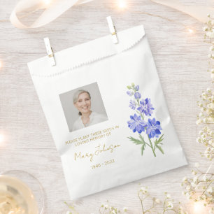 Larkspur Simple Photo Funeral Seed Favour Bag