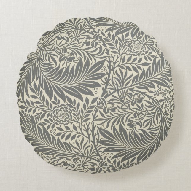 Larkspur, wallpaper design, 1872 round cushion (Front)