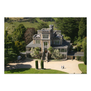 Larnach Castle, Dunedin, New Zealand - aerial Photo Print