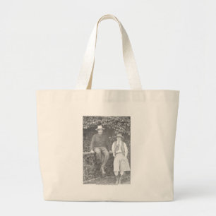 Larry Larom and a women posing. Large Tote Bag