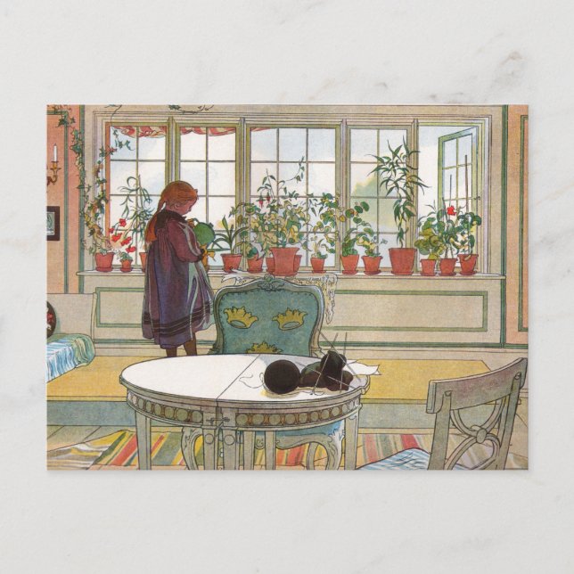 Larsson: Flowers on the Windowsill Postcard (Front)