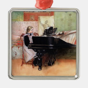 Larsson, Playing Scales, famous painting, Metal Ornament