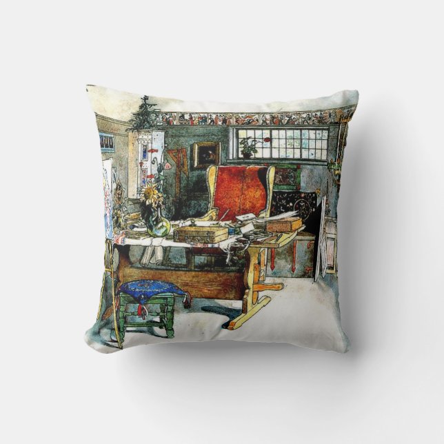 Larsson - The Studio, Carl Larsson painting Cushion (Front)